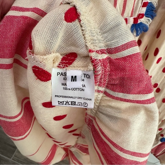 Dodo Bar Or Padma Polka Dot Stripe Dress Front Tie Size M New - Picture 13 of 16